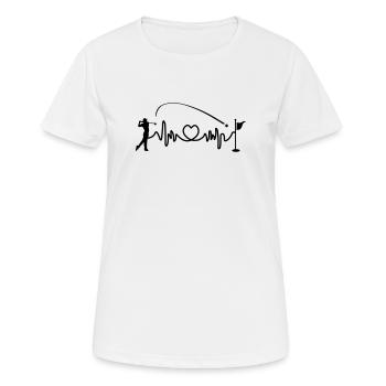 Joueur de golf frappe balle dans le trou fréquence cardiaque, cardio - T-shirt respirant Femme - blanc - Devant - AI Model Female 172 dark (172cm)