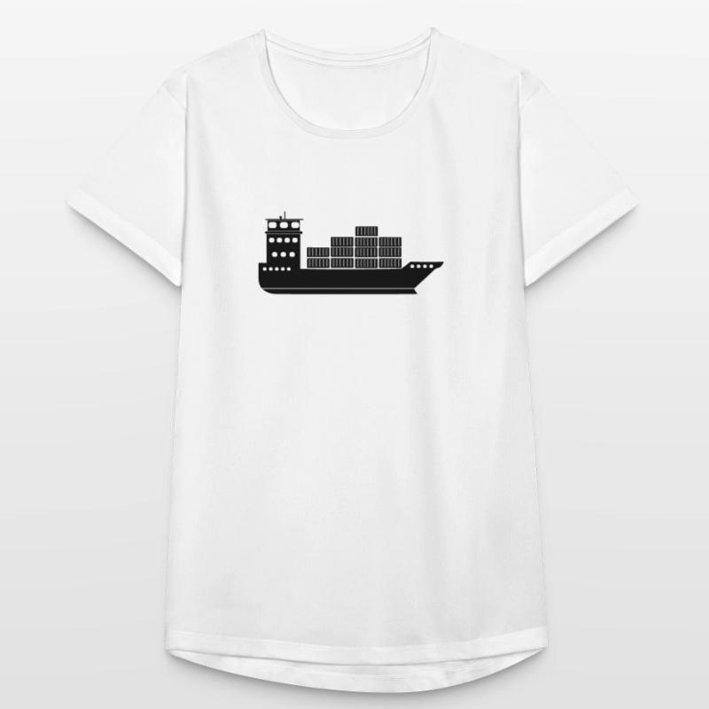 Seecontainerschiff oder Boot mit Containern Frauen T-Shirt atmungsaktiv