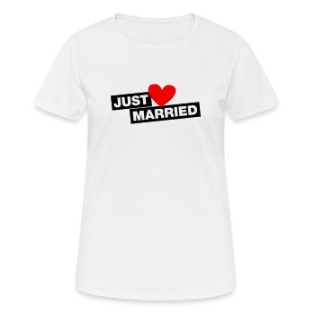 Just Married - für junge und alte Ehepaare - Frauen T-Shirt atmungsaktiv - Weiß - Vorne - AI Model Female 172 dark (172cm)