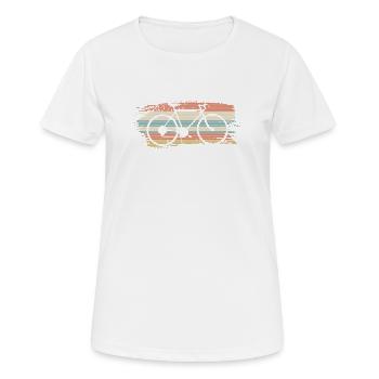 Vélo rayé arc-en-ciel - T-shirt respirant Femme - blanc - Devant - AI Model Female 172 dark (172cm)