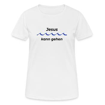 Jesus kann gehen - Frauen T-Shirt atmungsaktiv - Weiß - Vorne - AI Model Female 172 dark (172cm)