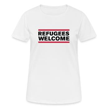 politik refugees welcome - Frauen T-Shirt atmungsaktiv - Weiß - Vorne - AI Model Female 172 dark (172cm)