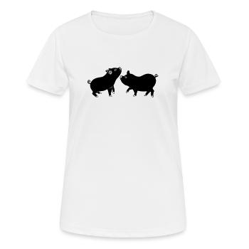 Schweinelogo von zwei Schweinen - Frauen T-Shirt atmungsaktiv - Weiß - Vorne - AI Model Female 172 dark (172cm)