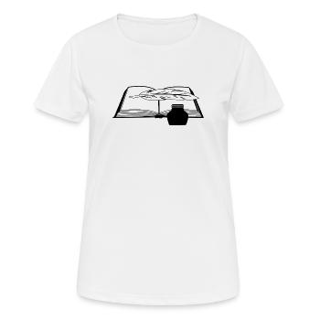 Livre avec plume et encrier - T-shirt respirant Femme - blanc - Devant - AI Model Female 172 dark (172cm)
