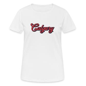 Calgary Schriftzug Kanada – Retro Typografie - Frauen T-Shirt atmungsaktiv - Weiß - Vorne - AI Model Female 172 dark (172cm)
