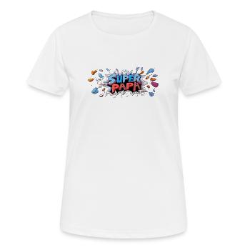 Superpapa Panorama Tasse Vati Papa Vatertag - Frauen T-Shirt atmungsaktiv - Weiß - Vorne - AI Model Female 172 dark (172cm)