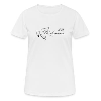 Konfirmation 2026 Dreifaltigkeit fliegende Taube - Frauen T-Shirt atmungsaktiv - Weiß - Vorne - AI Model Female 172 dark (172cm)