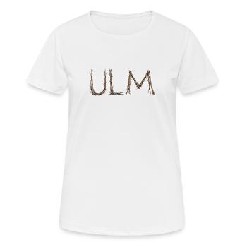 Lettrage ULM avec des brindilles posées par le moineau - T-shirt respirant Femme - blanc - Devant - AI Model Female 172 dark (172cm)