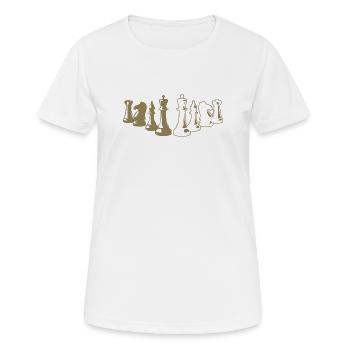 Minimalist Chess Silhouette Chessboard - Women's Breathable T-Shirt - white - Front - AI Model Female 172 dark (172cm)