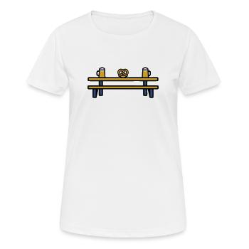 Biergarten Tisch Volksfest Brezel Bier Stammtisch - Frauen T-Shirt atmungsaktiv - Weiß - Vorne - AI Model Female 172 dark (172cm)