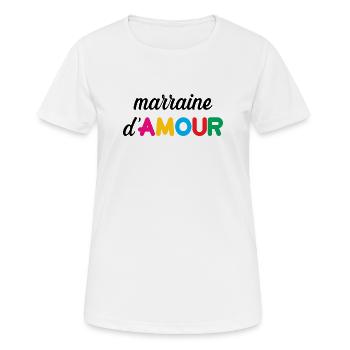 Marraine d'Amour - Famille - Baptême - T-shirt respirant Femme - blanc - Devant - AI Model Female 172 dark (172cm)