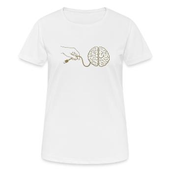 Gehirn Kopf Kabel Anschluss Künstliche Intelligenz - Frauen T-Shirt atmungsaktiv - Weiß - Vorne - AI Model Female 172 dark (172cm)