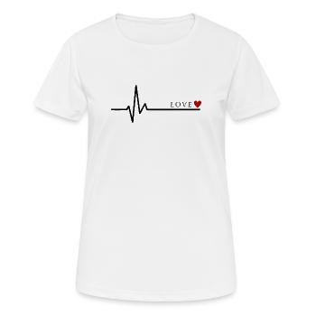 Love Heartbeat | Chemise d’amour minimaliste Heartbeat - T-shirt respirant Femme - blanc - Devant - AI Model Female 172 dark (172cm)