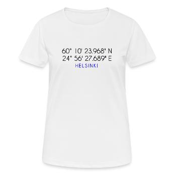 Helsinki coordinates - Women's Breathable T-Shirt - white - Front - AI Model Female 172 dark (172cm)