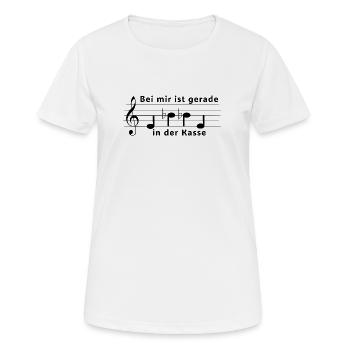 Noten - Ebbe In Der Kasse Humorvolle Notenschrift - Frauen T-Shirt atmungsaktiv - Weiß - Vorne - AI Model Female 172 dark (172cm)