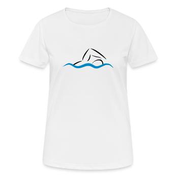 schwimmen - Frauen T-Shirt atmungsaktiv - Weiß - Vorne - AI Model Female 172 dark (172cm)