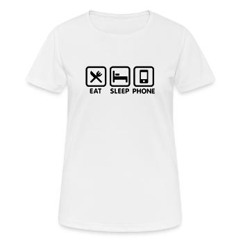 Eat Sleep Phone - Women's Breathable T-Shirt - white - Front - AI Model Female 172 dark (172cm)