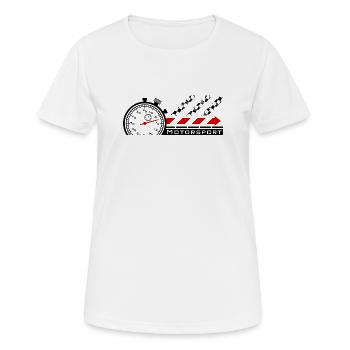Motorsport Stoppuhr - Frauen T-Shirt atmungsaktiv - Weiß - Vorne - AI Model Female 172 dark (172cm)