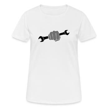 Clé à molette poing - T-shirt respirant Femme - blanc - Devant - AI Model Female 172 dark (172cm)