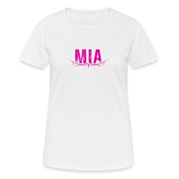 MIA décoré - T-shirt respirant Femme - blanc - Devant - AI Model Female 172 dark (172cm)