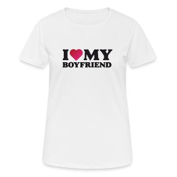 J’aime mon petit ami - T-shirt respirant Femme - blanc - Devant - AI Model Female 172 dark (172cm)
