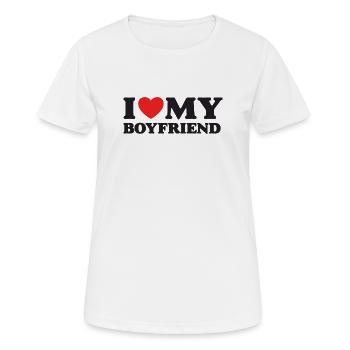 J’aime mon petit ami - T-shirt respirant Femme - blanc - Devant - AI Model Female 172 dark (172cm)