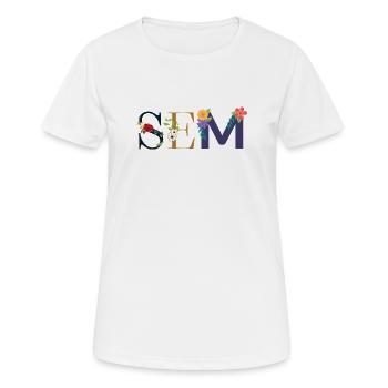SEM Name mit Blumen geschmückt - Frauen T-Shirt atmungsaktiv - Weiß - Vorne - AI Model Female 172 dark (172cm)