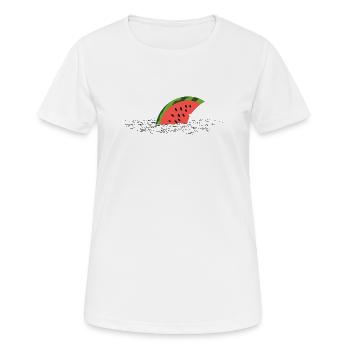 Melonenflosse – Süßer Hai im Anmarsch - Frauen T-Shirt atmungsaktiv - Weiß - Vorne - AI Model Female 172 dark (172cm)