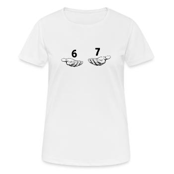 Mème des Six Sept Mains - 6 7 - Dessin des mains - T-shirt respirant Femme - blanc - Devant - AI Model Female 172 dark (172cm)