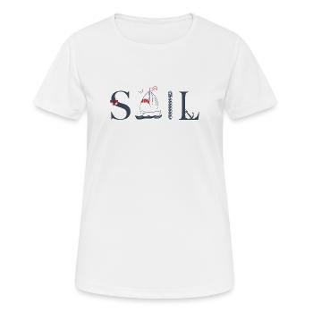 SAIL – Maritimes Typografie Design - Frauen T-Shirt atmungsaktiv - Weiß - Vorne - AI Model Female 172 dark (172cm)