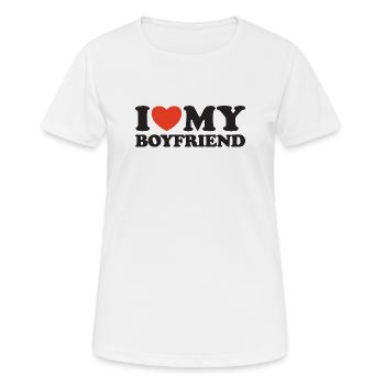 J’aime ma chemise coeur de petit ami - T-shirt respirant Femme - blanc - Devant - AI Model Female 172 dark (172cm)
