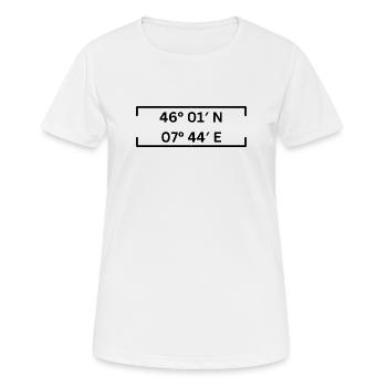 Coordonnées Zermatt Minimaliste - T-shirt respirant Femme - blanc - Devant - AI Model Female 172 dark (172cm)