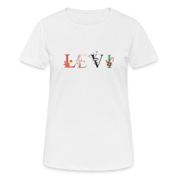 LEVI Name Art avec des fleurs brodées - T-shirt respirant Femme - blanc - Devant - AI Model Female 172 dark (172cm)