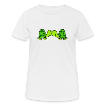 2 Freunde Schildkröte Liebe Paar küssen schmusen - Frauen T-Shirt atmungsaktiv - Weiß - Vorne - AI Model Female 172 dark (172cm)