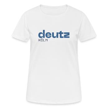 Deutz Köln - Stadtteil - Frauen T-Shirt atmungsaktiv - Weiß - Vorne - AI Model Female 172 dark (172cm)