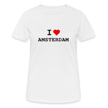 Ich liebe Amsterdam - I love Amsterdam - Frauen T-Shirt atmungsaktiv - Weiß - Vorne - AI Model Female 172 dark (172cm)