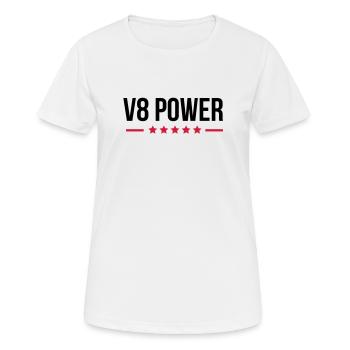 V8 Power - Frauen T-Shirt atmungsaktiv - Weiß - Vorne - AI Model Female 172 dark (172cm)