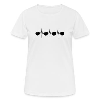 Herzfrequenz mit kleinen Herzen, Kardio-EKG - Frauen T-Shirt atmungsaktiv - Weiß - Vorne - AI Model Female 172 dark (172cm)