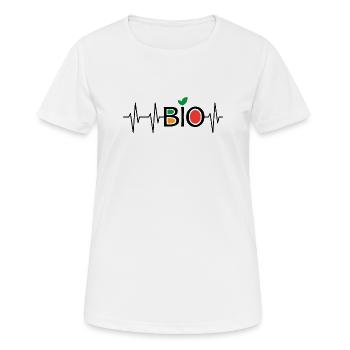 Herzschlag bio gesund Puls Symbol Essen Ernährung - Frauen T-Shirt atmungsaktiv - Weiß - Vorne - AI Model Female 172 dark (172cm)