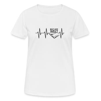 Herzschlag Bücherwelt Buch Puls Lesen Leser Symbol - Frauen T-Shirt atmungsaktiv - Weiß - Vorne - AI Model Female 172 dark (172cm)