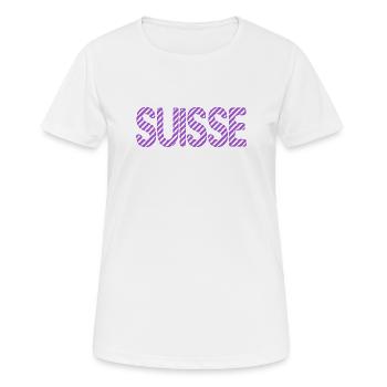 SCHWEIZ. LAND. GENF. SCHWEIZ. HUMOR. LAND - Frauen T-Shirt atmungsaktiv - Weiß - Vorne - AI Model Female 172 dark (172cm)
