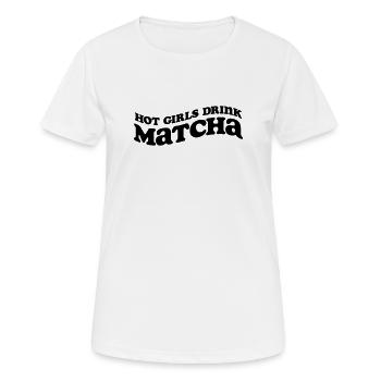 Hot Girls Drink Matcha – Trendiges SVG Design - Frauen T-Shirt atmungsaktiv - Weiß - Vorne - AI Model Female 172 dark (172cm)