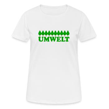 UMWELT - Frauen T-Shirt atmungsaktiv - Weiß - Vorne - AI Model Female 172 dark (172cm)