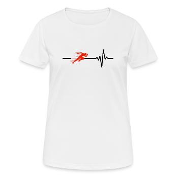 Laufen ist mein Leben, Rennen, Jogging, Herzschlag - Frauen T-Shirt atmungsaktiv - Weiß - Vorne - AI Model Female 172 dark (172cm)