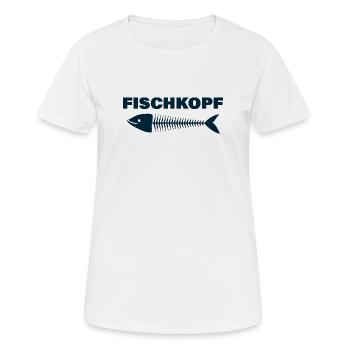 FISCHKOPF - Frauen T-Shirt atmungsaktiv - Weiß - Vorne - AI Model Female 172 dark (172cm)