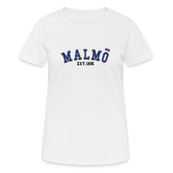 Malmö gegründet 1995 - Frauen T-Shirt atmungsaktiv - Weiß - Vorne - AI Model Female 172 dark (172cm)