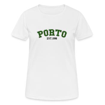 Porto gegründet 1996 - Frauen T-Shirt atmungsaktiv - Weiß - Vorne - AI Model Female 172 dark (172cm)