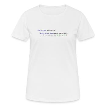Bonjour tout le monde en Java - T-shirt respirant Femme - blanc - Devant - AI Model Female 172 dark (172cm)