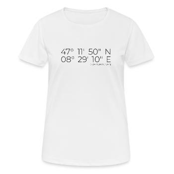 Koordinaten Steinhausen Kanton Zug - Frauen T-Shirt atmungsaktiv - Weiß - Vorne - AI Model Female 172 dark (172cm)