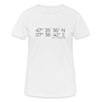Koordinaten Weil am Rhein - Frauen T-Shirt atmungsaktiv - Weiß - Vorne - AI Model Female 172 dark (172cm)